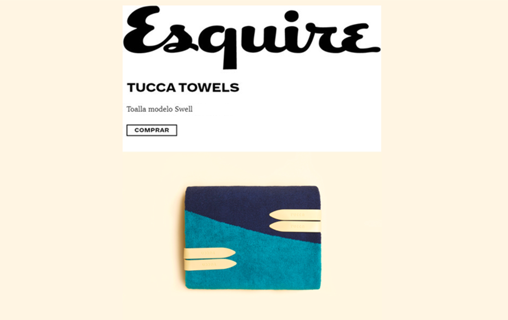 Tucca "Swell" a thick beach towel with the four clips and sea blue colors